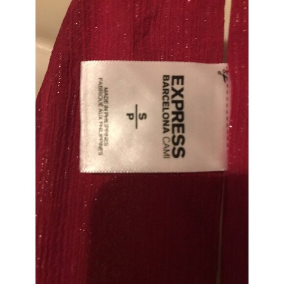 Express Barcelona Red Silver Glitter Spaghetti Strap Reversible Cami SZ S/P Tags - Picture 6 of 7